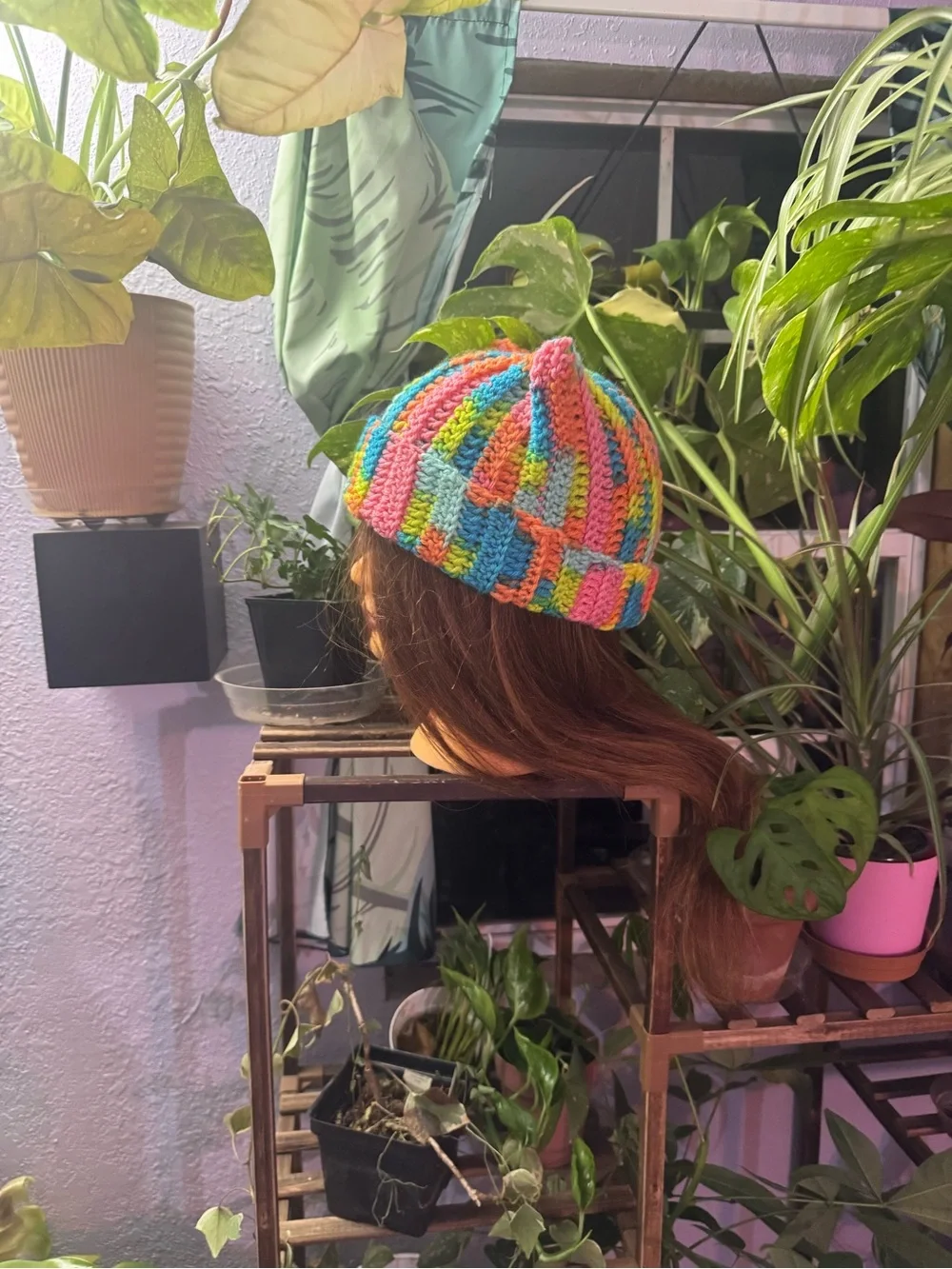 Handmade Multicolor Knit Cat Ear Beanie Hat